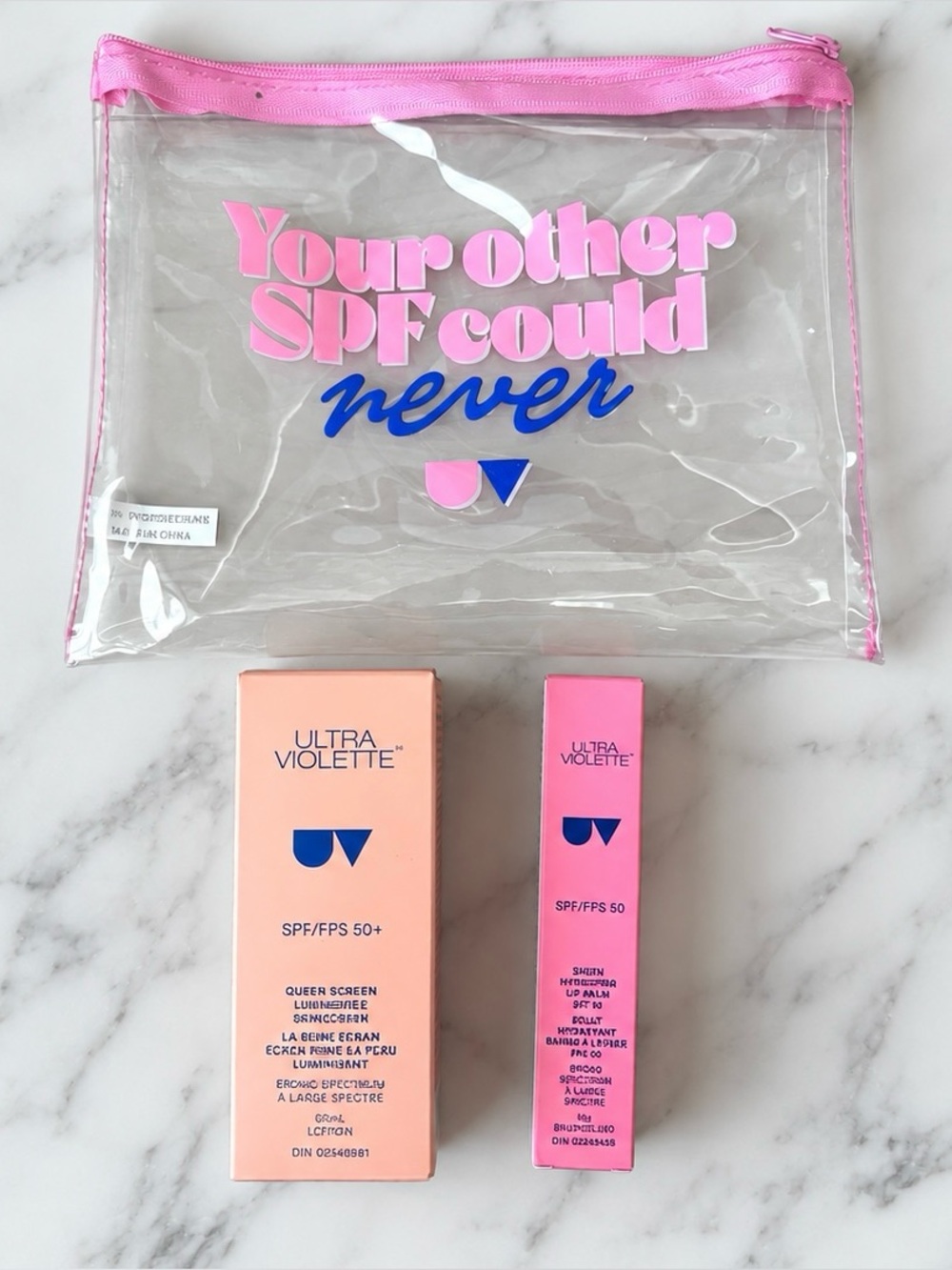 Ultra Violette SPF 50+ Queen Screen & Sheen Lip Balm Set + Cosmetic Bag BNIB